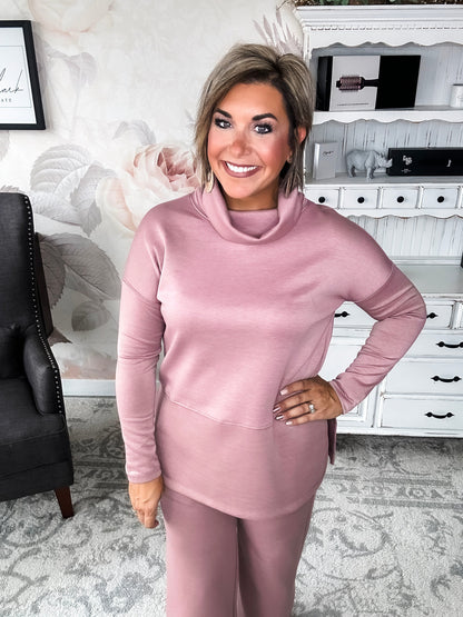 Cozy On The Weekend Cowlneck - Mauve