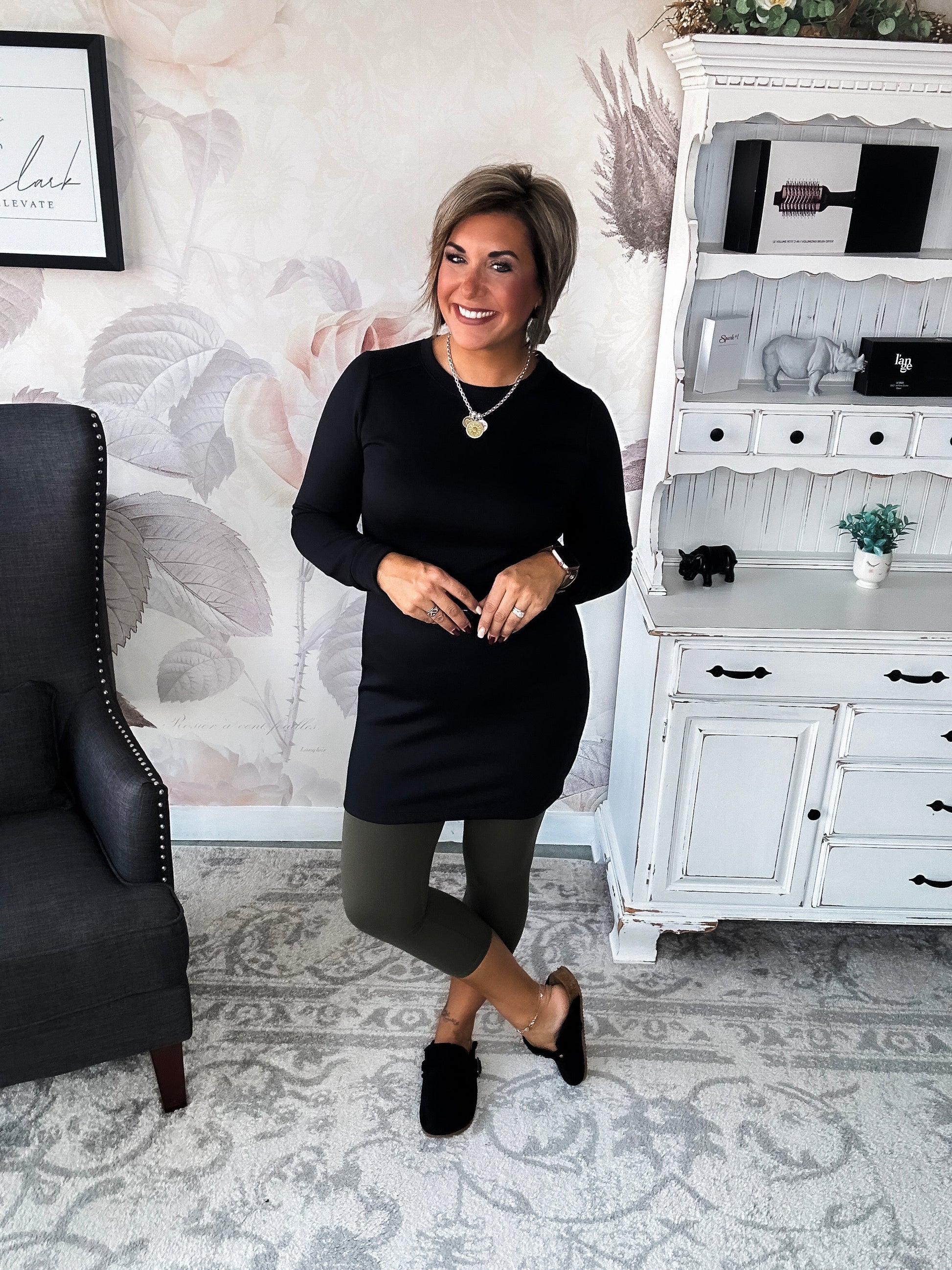 Cozy Up Shift Dress - Black