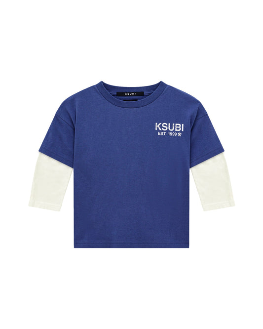 LIL LAYERED LS TEE NAVY WHITE