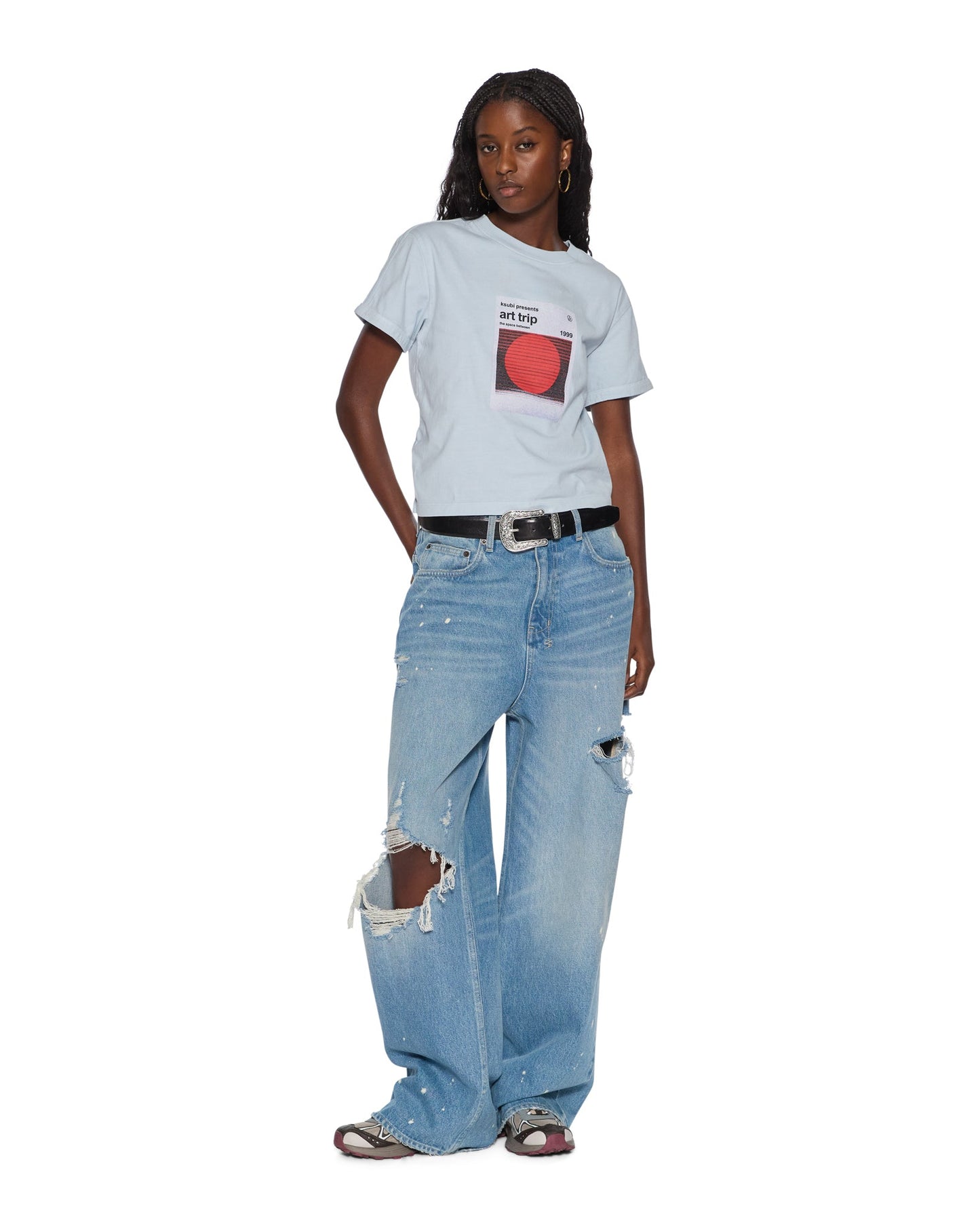 ART TRIP SHRUNKEN CUT OUT TEE ICE MIST
