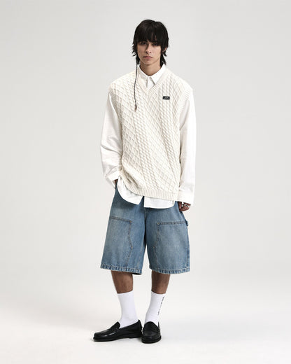 TURNCABLE KNIT VEST VINTAGE WHITE