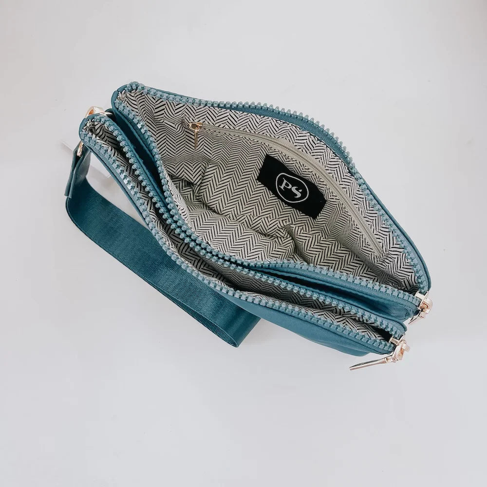 Cove Double Zip Nylon Wristlet Wallet - Grey