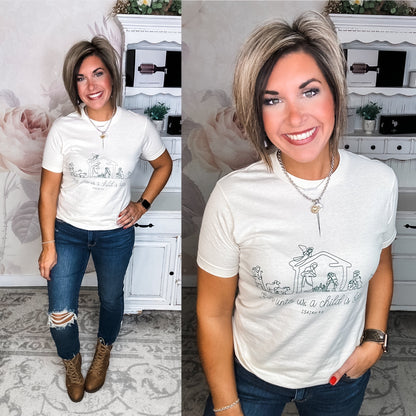 For Unto Us Nativity Sketch Graphic Tee
