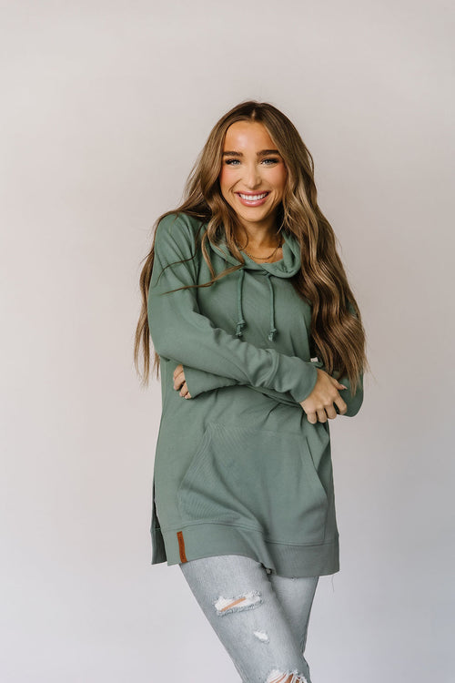 Ampersand Avenue SideSlit Hoodie - Chive